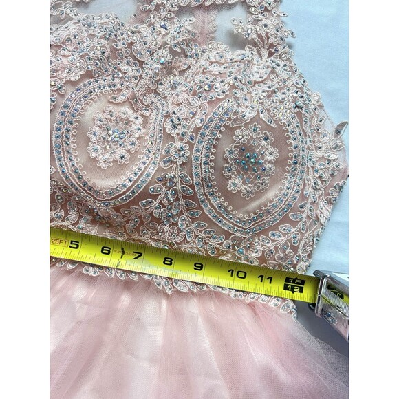 Fiesta Fashion Prom Small Peach Sequence‎ Knee High Sleeveless Flare Dress - Picture 4 of 9